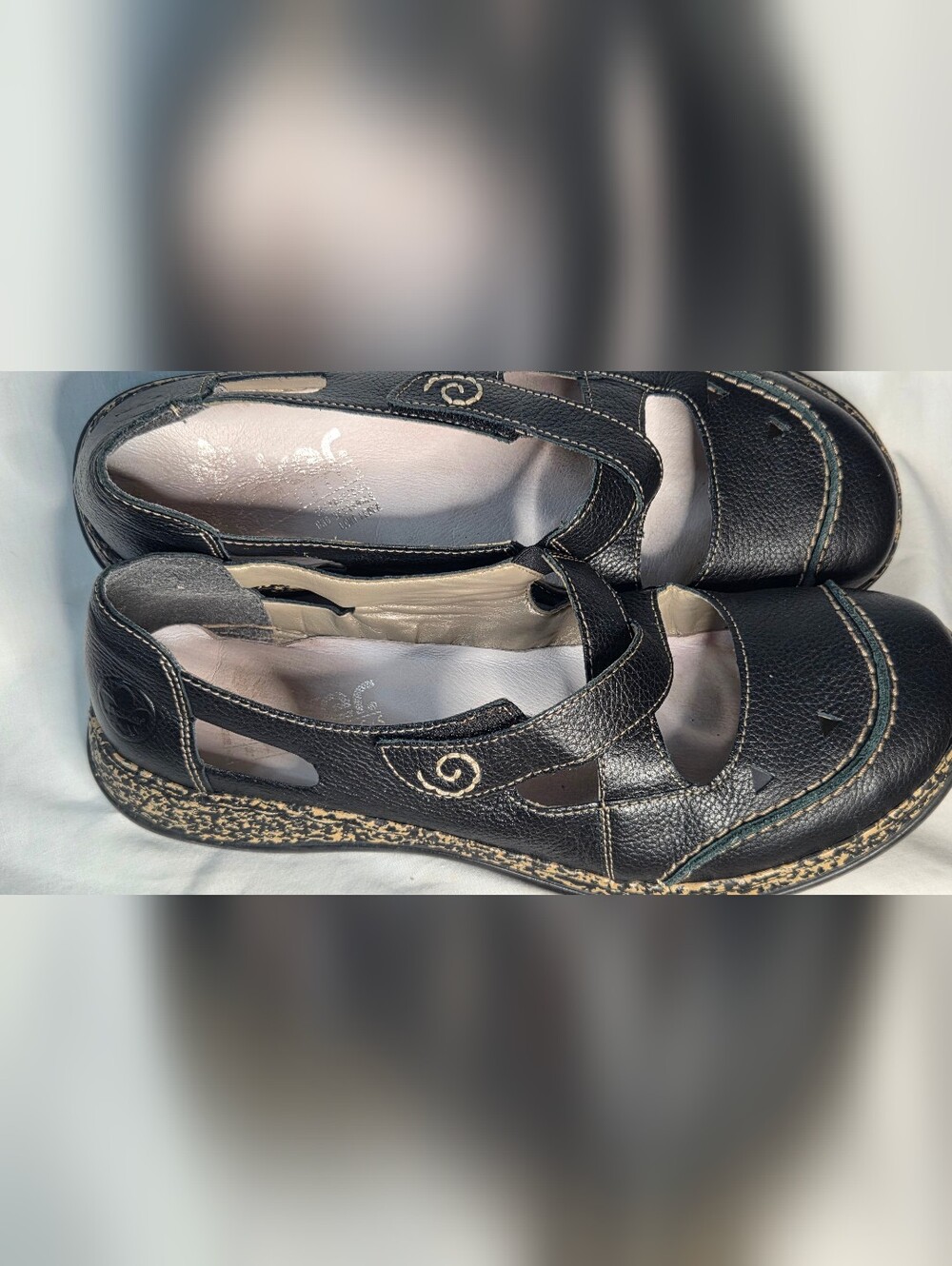 Rieker Antistress Daisy Womens Black Leather Slip On MaryJane Flats Sz 11/EU 42 - Picture 5 of 9